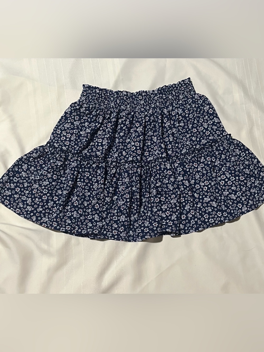 Princess Polly Navy & White Floral Ruffle Tiered Skirt Preppy